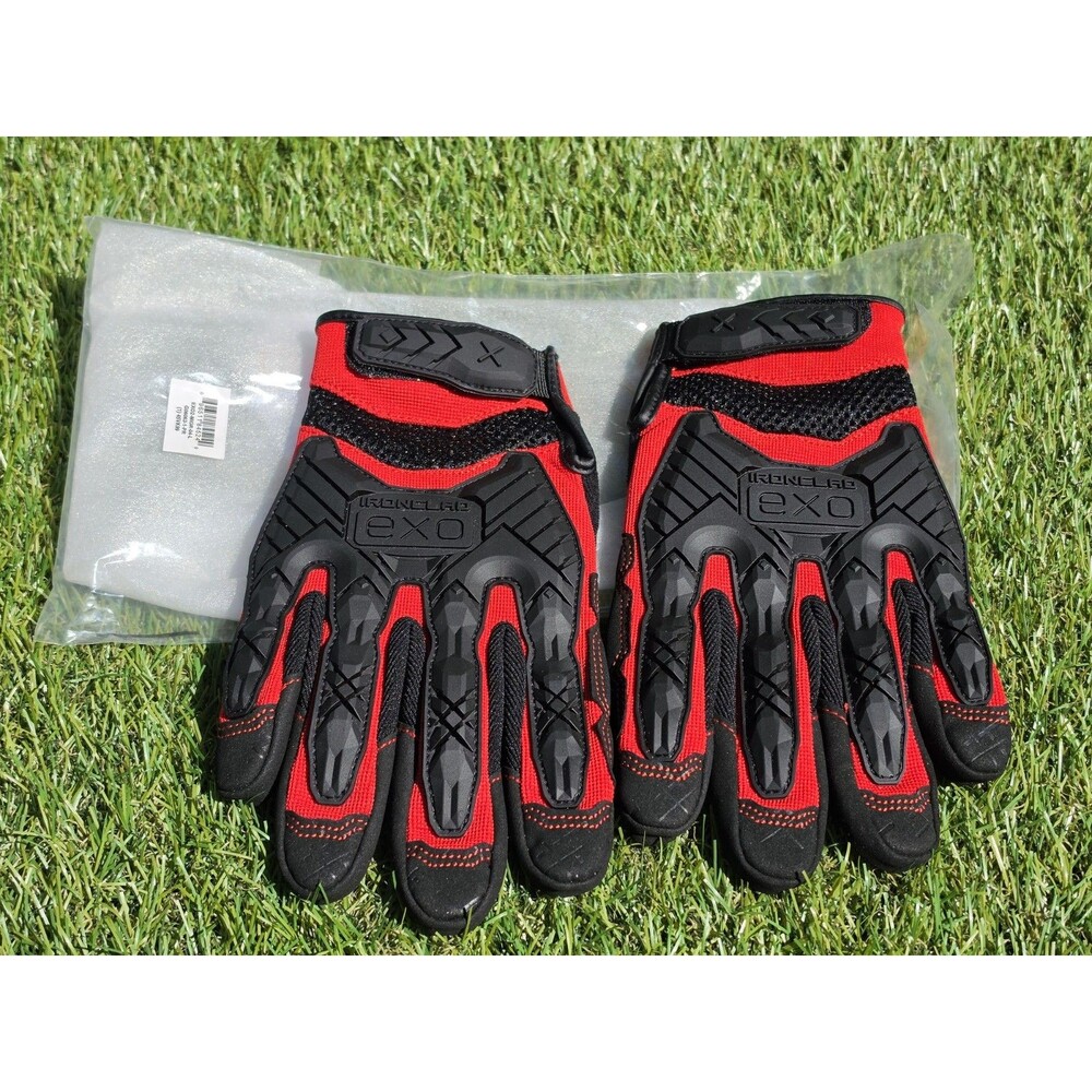 IronClad Gloves EXO2-MIGR Motor Impact Protection Red & Black - Size Large New